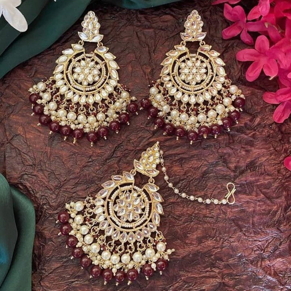 Aksha Red Maangtikka Earring Set – I Jewels